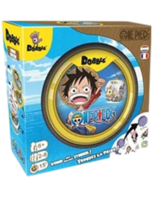 Dobble One Piece spel met ronde doos en anime personages